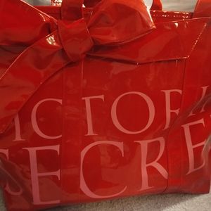 Victoria Secrets Red Glossy Tote Bag